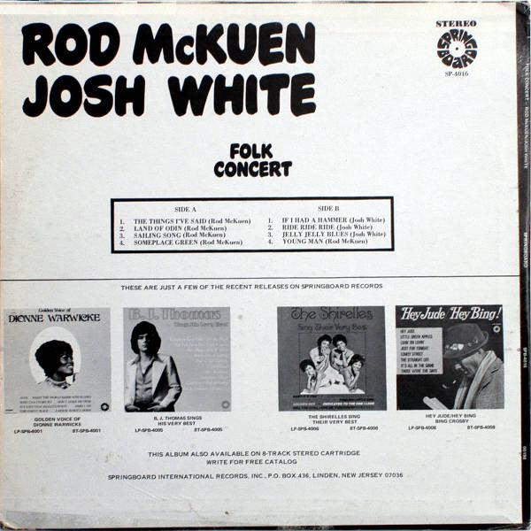 Rod McKuen / Josh White : Folk Concert (LP, Comp)