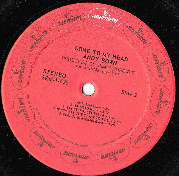 Andy Bown : Gone To My Head (LP, Album, PR,)