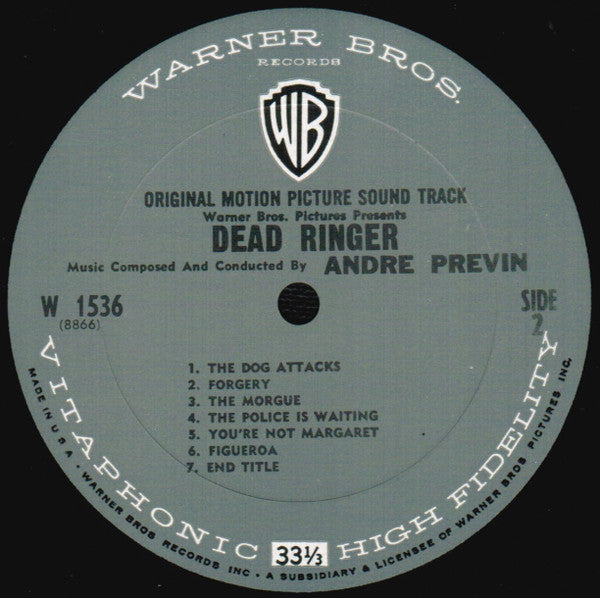 André Previn : Dead Ringer (Original Motion Picture Sound Track) (LP, Mono, Ter)