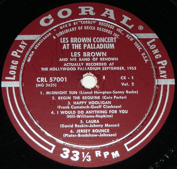 Les Brown And His Band Of Renown : Concert At The Palladium Volume 2 (LP, Album)