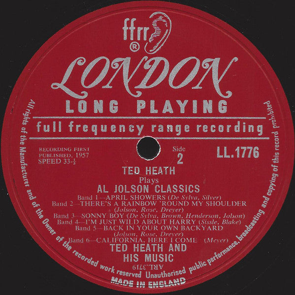Ted Heath : Ted Heath Plays Al Jolson Classics (LP)