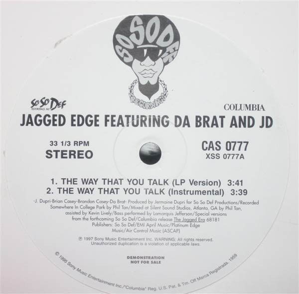 Jagged Edge (2) Featuring Da Brat And JD* : The Way That You Talk (12", Promo)