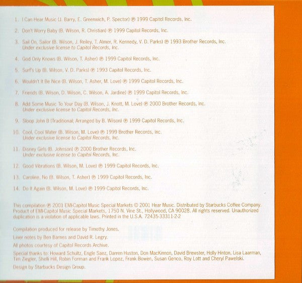 The Beach Boys : Summer Crush: Songs We Love To Love (CD, Comp)