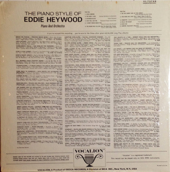 Eddie Heywood : The Piano Style Of Eddie Heywood (LP)