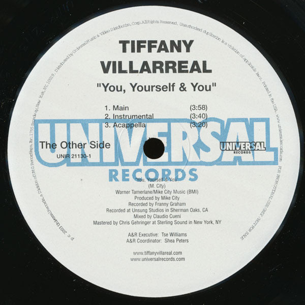 Tiffany Villarreal : Rewind The Time / You, Yourself & You (12", Promo)