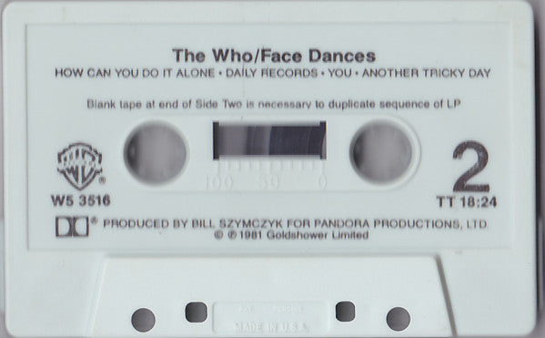 The Who : Face Dances (Cass, Album)