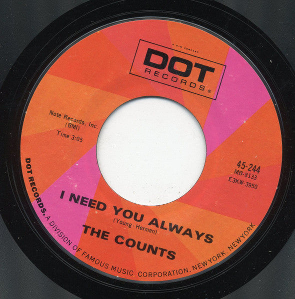 The Counts (14) : Darling Dear / I Need You Always (7", Single, Styrene)