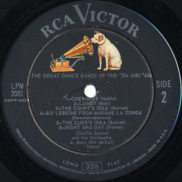 Charlie Barnet And His Orchestra : The Great Dance Bands Of The '30s And '40s (LP, Album, Comp, Mono)