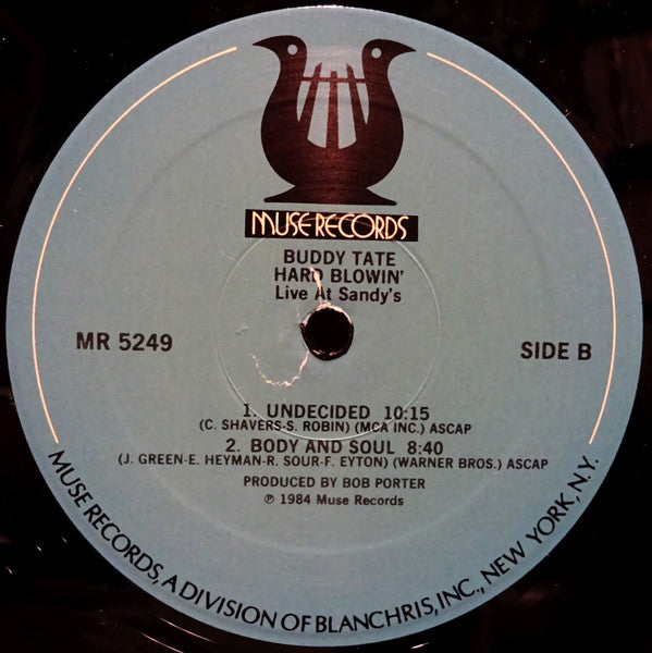 Buddy Tate : Buddy Tate / Hard Blowin' Live At Sandy's (LP, Album, Mono)
