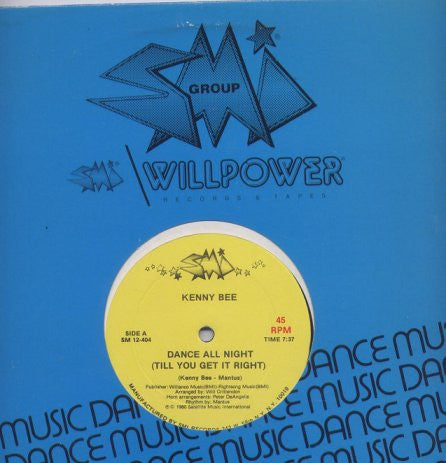 Kenny Bee : Dance All Night (Till You Get It Right) (12")