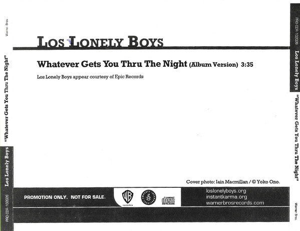 Los Lonely Boys : Whatever Gets You Through The Night (CD, Single, Promo)