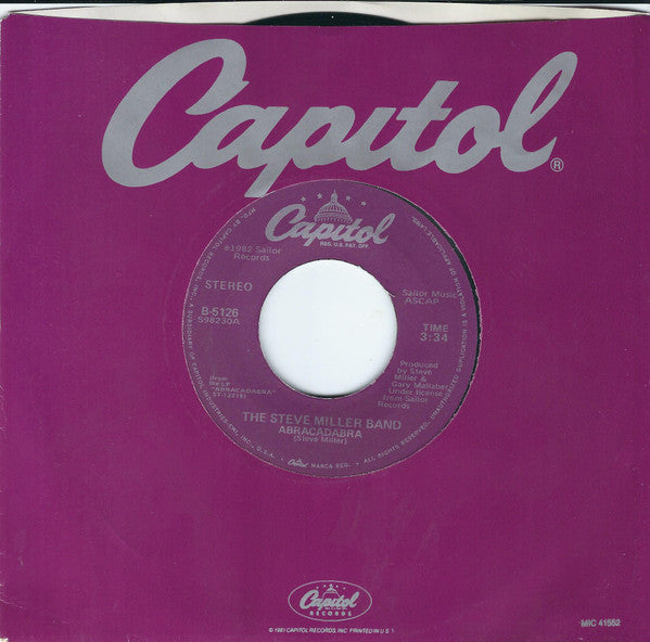 Steve Miller Band : Abracadabra / Baby Wanna Dance (7", Jac)