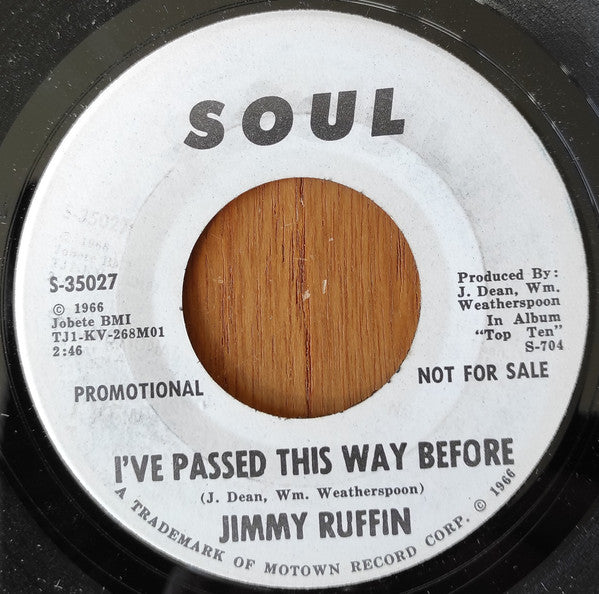 Jimmy Ruffin : I've Passed This Way Before (7", Single, Promo)