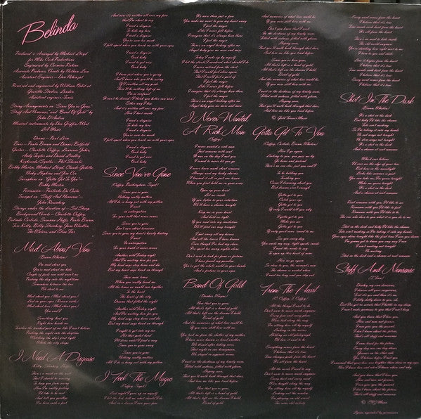 Belinda Carlisle : Belinda (LP, Album, Club, CRC)