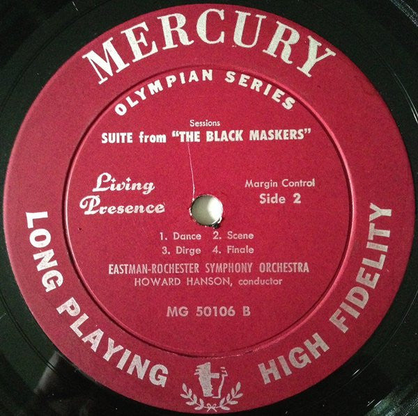 Howard Hanson Conducts The Eastman-Rochester Orchestra : Prelude & Quadruple Fugue / The Masks / The Black Maskers (LP, Mono)
