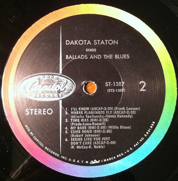 Dakota Staton : Sings Ballads And The Blues (LP, Album)