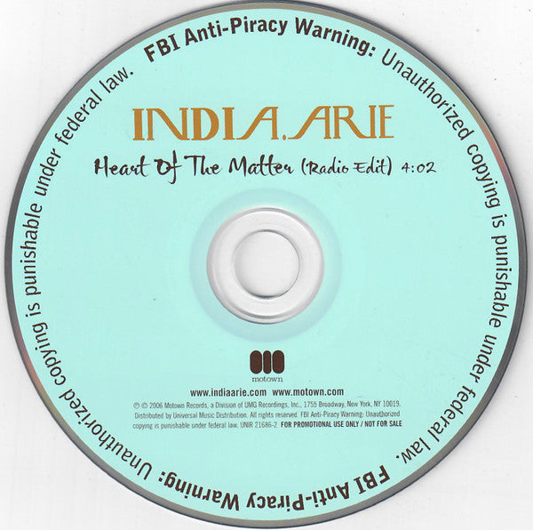 India.Arie : Heart Of The Matter (CD, Single, Promo)
