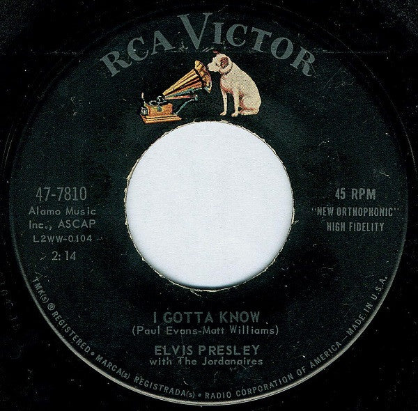 Elvis Presley : Are You Lonesome To-Night? (7", Ind)