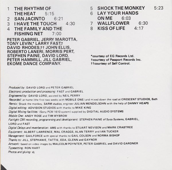Peter Gabriel : Security (CD, Album, RE, RP)