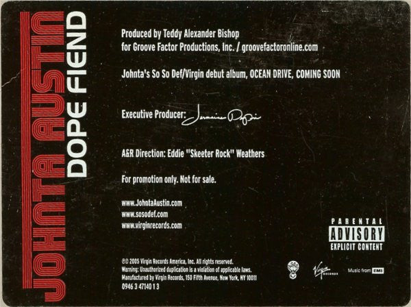 Johnta Austin : Dope Fiend (12", Promo)