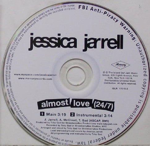 Jessica Jarrell : Almost Love (24/7) (CD, Single, Promo)