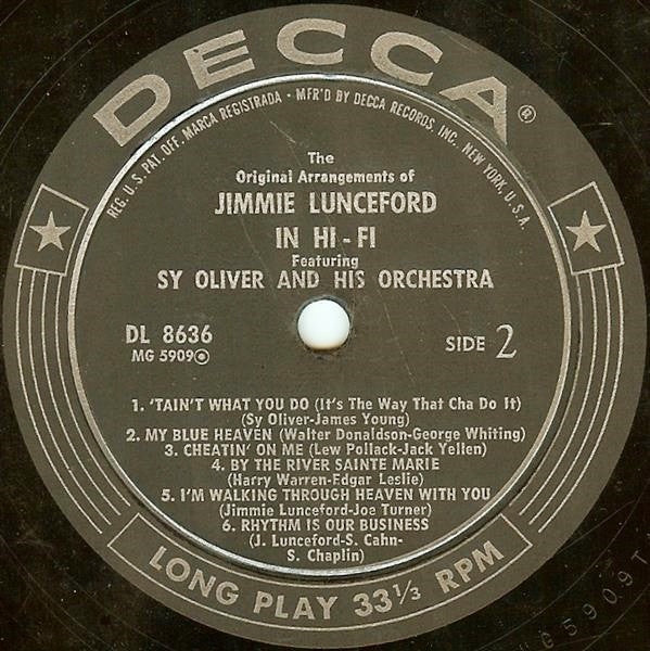 Sy Oliver And His Orchestra : The Original Arrangements Of Jimmie Lunceford (LP, Album)