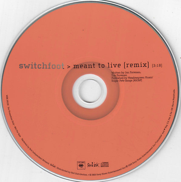Switchfoot : Meant To Live (CD, Single)