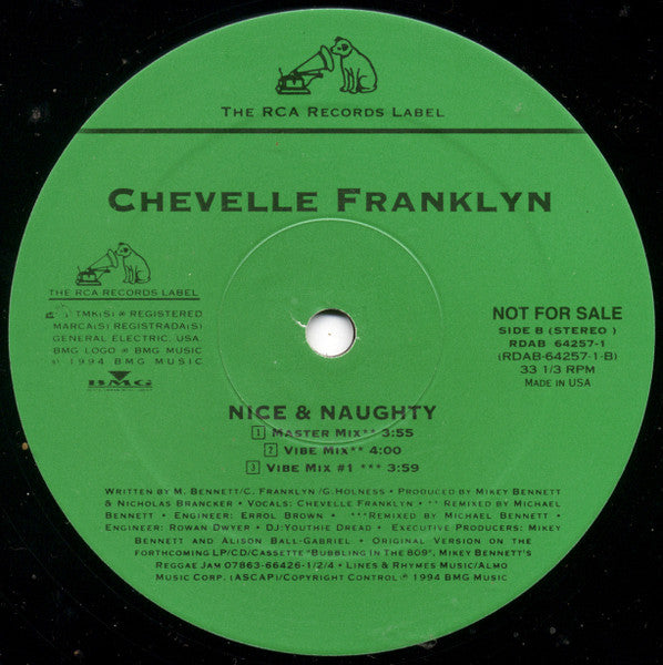 Chevelle Franklyn : Nice & Naughty (The Bubblin' Remixes) (12", Promo)