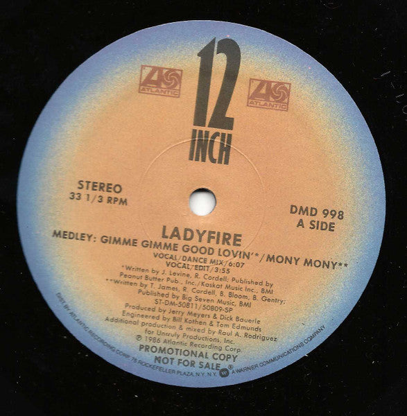 Ladyfire : Medley: Gimme Gimme Good Lovin' / Mony Mony (12", Promo)