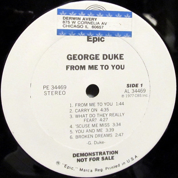 George Duke : From Me To You (LP, Album, Promo, Ter)