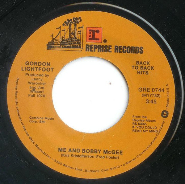 Gordon Lightfoot : If You Could Read My Mind / Me And Bobby McGee (7", Single)