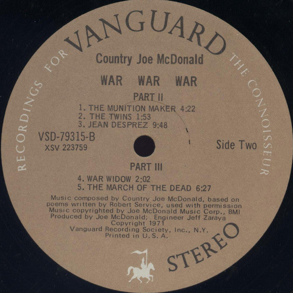 Country Joe McDonald : War War War (LP, Album, Pre)