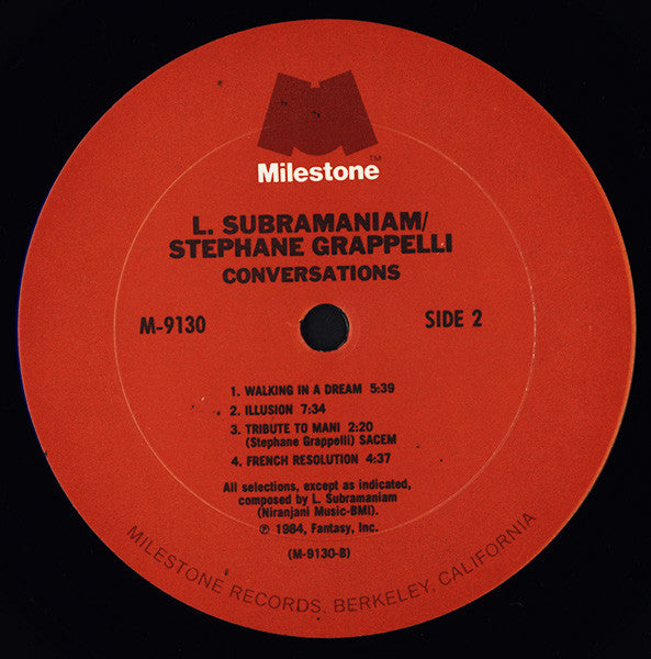L. Subramaniam / Stephane Grappelli* : Conversations (LP, Album)