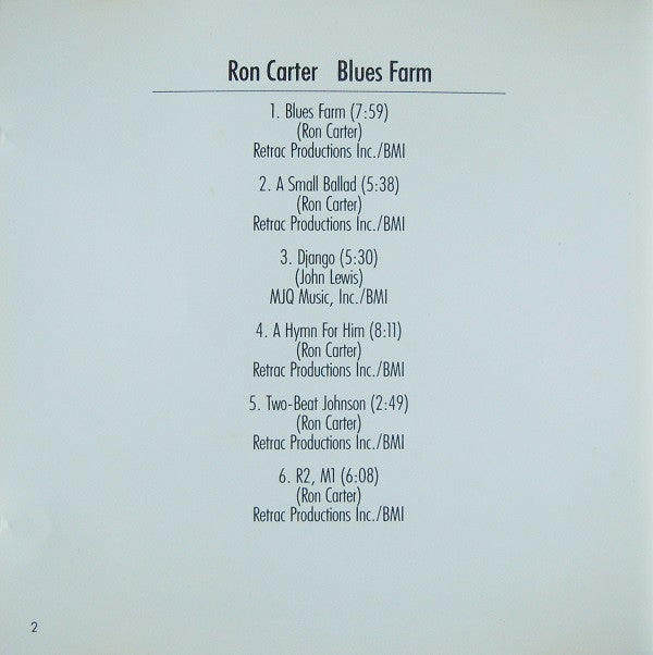 Ron Carter : Blues Farm (CD, Album, RE)