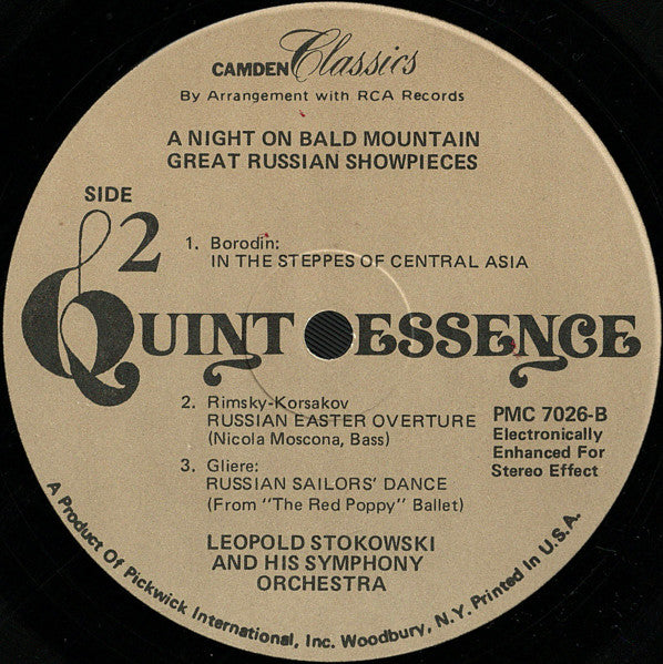 Leopold Stokowski And His Symphony Orchestra, Modest Mussorgsky, Alexander Borodin, Nikolai Rimsky-Korsakov, Reinhold Glière : Night On Bald Mountain / Great Russian Showpieces (LP, Album, RE)