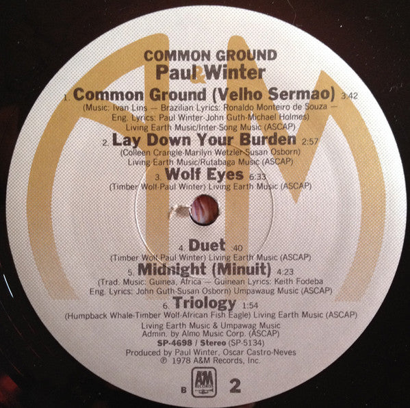 Paul Winter (2) : Common Ground (LP, Album, RE)