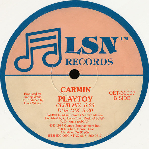 Carmin : Playtoy (12", Maxi, Whi)