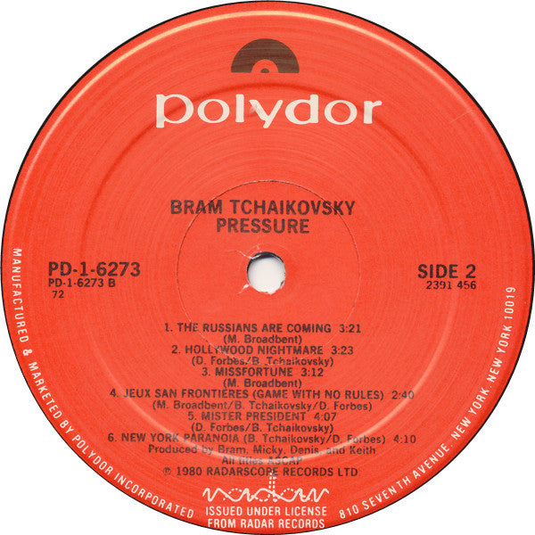 Bram Tchaikovsky : Pressure (LP, Album, 72 )