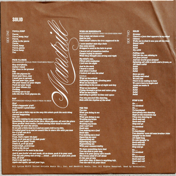 Mandrill : Solid (LP, Album, Res)