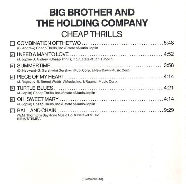 Big Brother & The Holding Company : Cheap Thrills (CD, Album, RE)