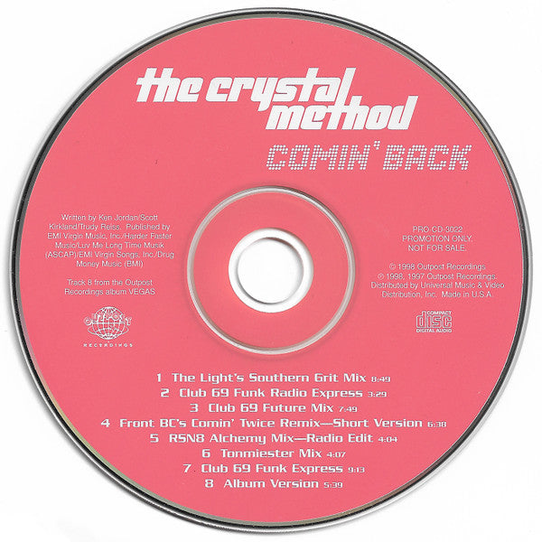 The Crystal Method : Comin' Back (CD, Maxi, Promo)
