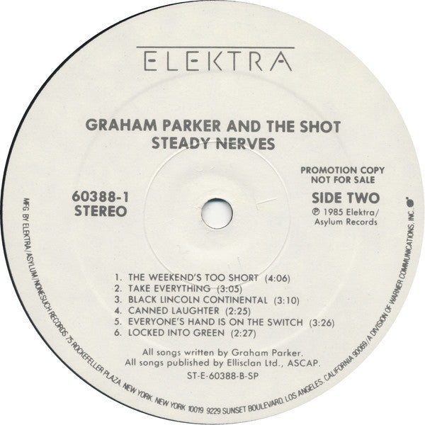 Graham Parker And The Shot : Steady Nerves (LP, Album, Promo)