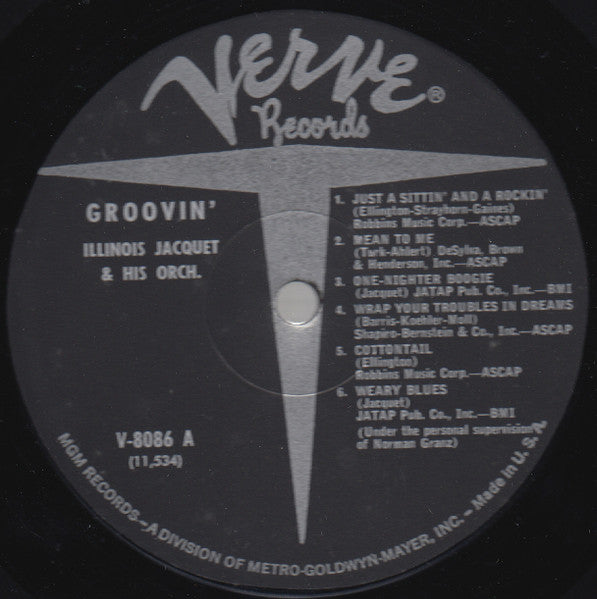 Illinois Jacquet And His Orchestra : Groovin' With Jacquet (LP, Album, Mono, RE)