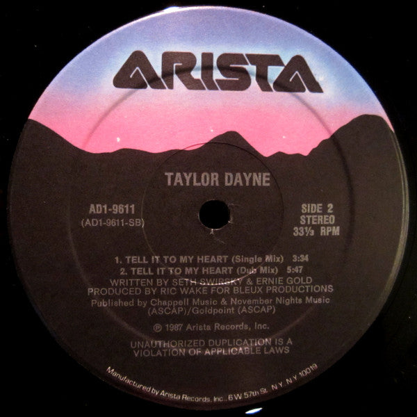 Taylor Dayne : Tell It To My Heart (12")