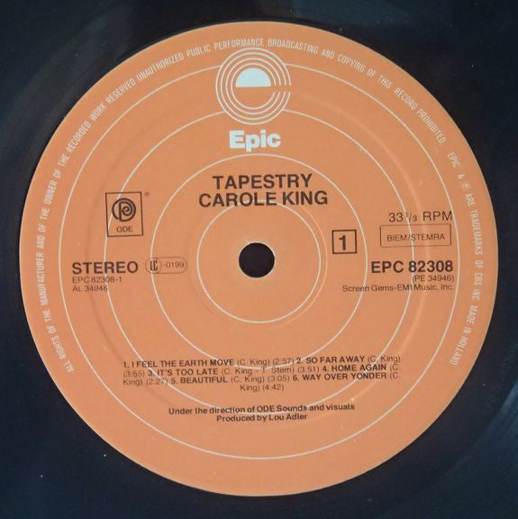 Carole King : Tapestry (LP, Album, Gat)