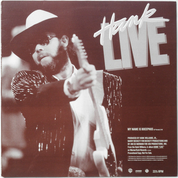 Hank Williams Jr. : Hank Live (12", Single, Promo)