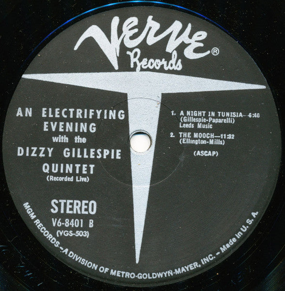 Dizzy Gillespie Quintet : An Electrifying Evening With The Dizzy Gillespie Quintet (LP, Album, RP)