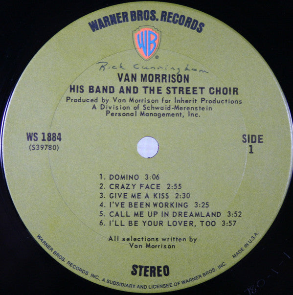 Van Morrison : His Band And The Street Choir (LP, Album, Ter)