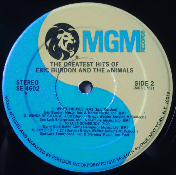 Eric Burdon & The Animals : The Greatest Hits Of Eric Burdon And The Animals (LP, Comp, RE, PRC)