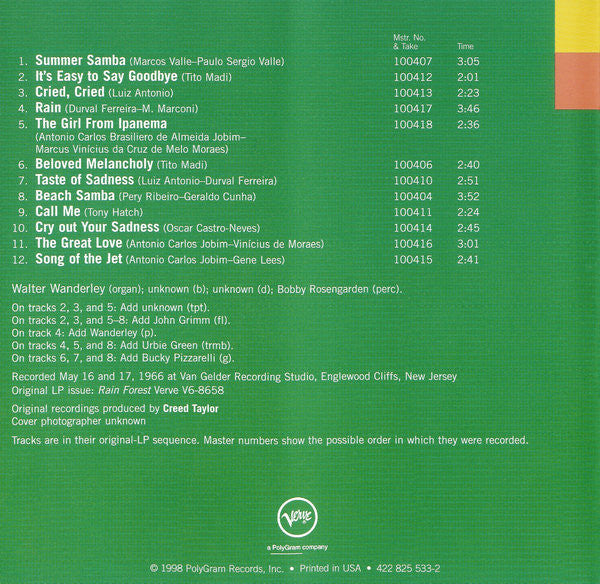 Walter Wanderley : Rain Forest (CD, Album, RE, RM, Dig)